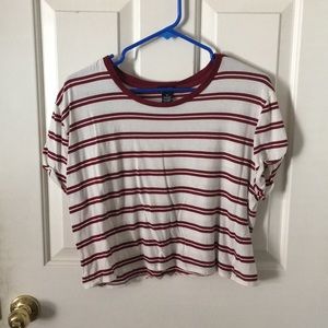 Red and white striped crop top